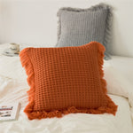 REGINA Brand Waffle Plaid Tassel Cushion Cover