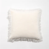 REGINA Brand Waffle Plaid Tassel Cushion Cover