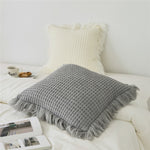 REGINA Brand Waffle Plaid Tassel Cushion Cover