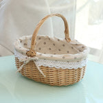 Handmade Wicker Basket With Handle For Camping Picnic