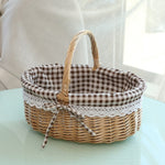 Handmade Wicker Basket With Handle For Camping Picnic