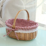 Handmade Wicker Basket With Handle For Camping Picnic