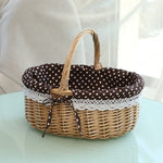 Handmade Wicker Basket With Handle For Camping Picnic