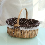 Handmade Wicker Basket With Handle For Camping Picnic