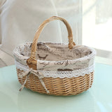 Handmade Wicker Basket With Handle For Camping Picnic