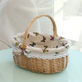 Handmade Wicker Basket With Handle For Camping Picnic