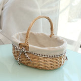 Handmade Wicker Basket With Handle For Camping Picnic